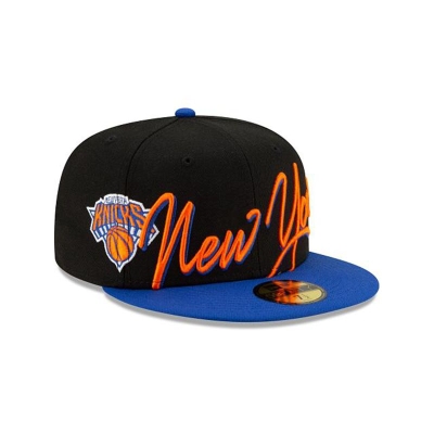 New York Knicks Gorra | New Era NBA Cursive 59fifty Fitted Cap Mexico - Negros